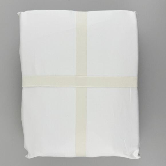 West Elm 400 Thread Count Sateen Sheet Set Queen White Cotton Wide Hem NWT - Picture 6 of 9